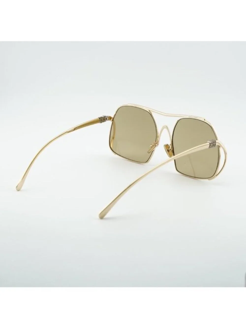 Miu Miu MUA55S 5AK10R Sunglasses Gold Geometric Frame, Yellow Lenses